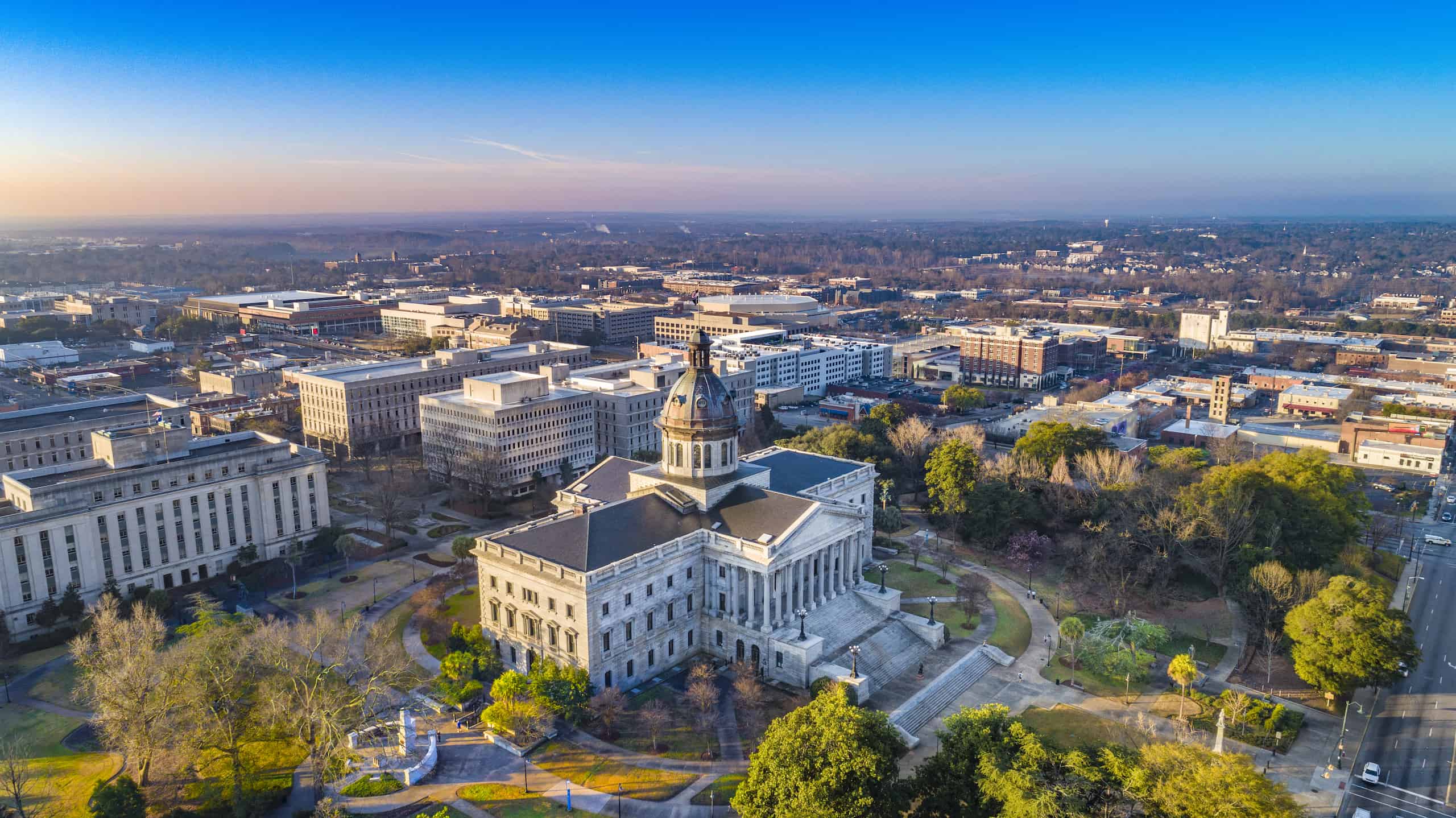 Columbia, South Carolina. Aerial view of capitol building